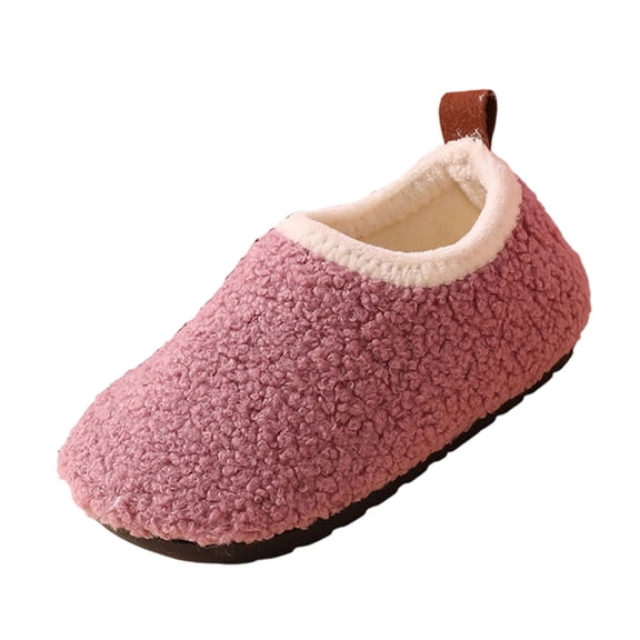 Miluxas Kids Winter Indoor Fleece Household Shoes Toddler Boys Girls House Anti Slip Slippers Warm Socks Shoes for Baby Purple 28