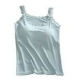 thumbnail image 1 of Miluxas Lace Camisole Tank Tops for Women V Neck Wide Strap Soft Lace Trim Cami with Built-in Breast Pad Light Blue S(S), 1 of 3