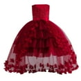 thumbnail image 1 of Miluxas Lace Tulle Flower Girl Dresses Tiered First Communion Dress for Kids Princess Birthday Party Gowns Red 4 Years, 1 of 4