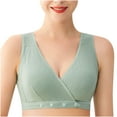 thumbnail image 1 of Miluxas Ladies Comfortable Breathable Front Buckle Vest Style Gathers Breastfeeding Pregnant Bra Woman Underwear On Clearance Green XXL(XXL), 1 of 4