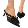thumbnail image 1 of Miluxas Ladies Fashion Casual Spring Bow Pointed Toe High Heels B-Black 9(43), 1 of 9