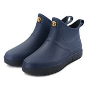 Miluxas Ladies Mid Cut Ankle Height Rubber Rain Boots Clearance, Lightweight Waterproof Booties for Women Dark Blue 11(44)