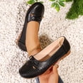 thumbnail image 1 of Miluxas Leather Flat Shoes, Lightweight Anti-Slip Breathable for Women Dressy Slip-On Bow-Knot Flats Loafers Black 6.5(38), 1 of 9