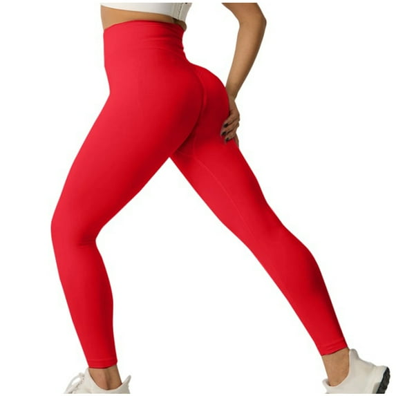 Miluxas Leggings for Women Butt Lift High Waisted Tummy Control No See-Through Yoga Pants Workout Running Leggings Red 4(S)