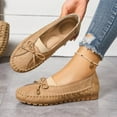 thumbnail image 1 of Miluxas Lightweight Anti-Slip Breathable for Women, Dressy Slip-On Bow-Knot Flats Loafers Khaki 9.5(43), 1 of 9