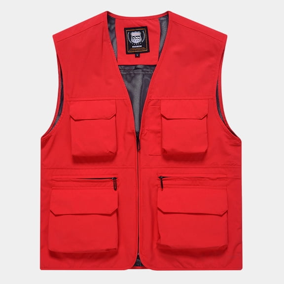 Miluxas Lightweight Men's Fishing Vest Pack, 6(XL), Red