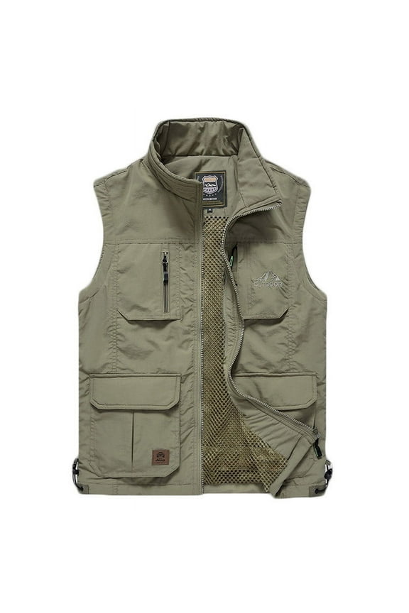 Lightweight Men's Fishing Vest Pack, 8(XL), Khaki