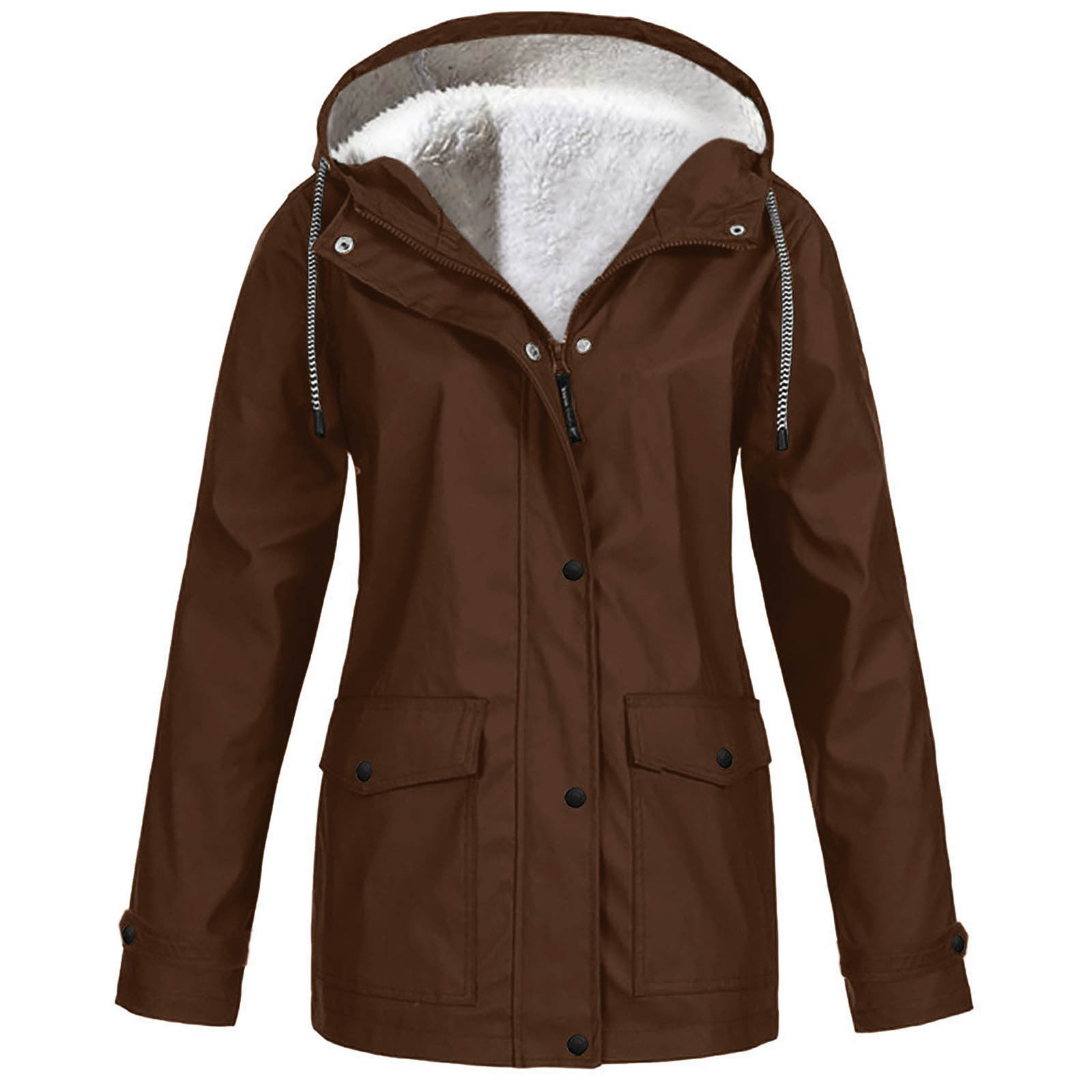 Miluxas Lightweight Waterproof Rain Coat with Hood, Sizes S-XXXXL (Women's)
