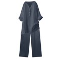 thumbnail image 1 of Miluxas Linen Sets for Women 2 Piece Long Sleeve Shirts & Wide Leg Pants Loose Fit Casual Cotton Linen Sets Outfits Dark Gray XXXXL(XXXXL), 1 of 9