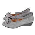 thumbnail image 1 of Miluxas Loafers Shoes Comfortable Fashion Bowknot Closed Toe Wedges Loafers Slip on Fashion Ankle Straps Elegant Dress Shoes Gray 6.5(38), 1 of 6