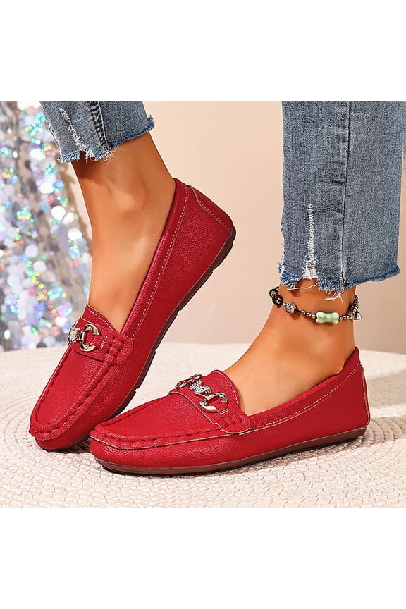 Loafers for Women Business Casual Dress Shoes Womens Penny Loafers Slip On Comfortable Work office Flats Walking Driving Flats for Women Red 5.5(36)