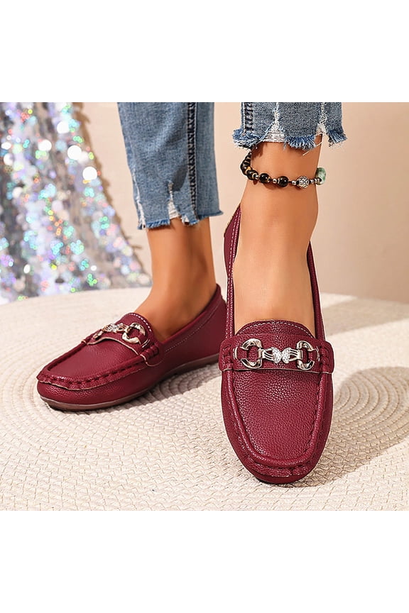 Loafers for Women Business Casual Dress Shoes Womens Penny Loafers Slip On Comfortable Work office Flats Walking Driving Flats for Women Wine 7.5(40)