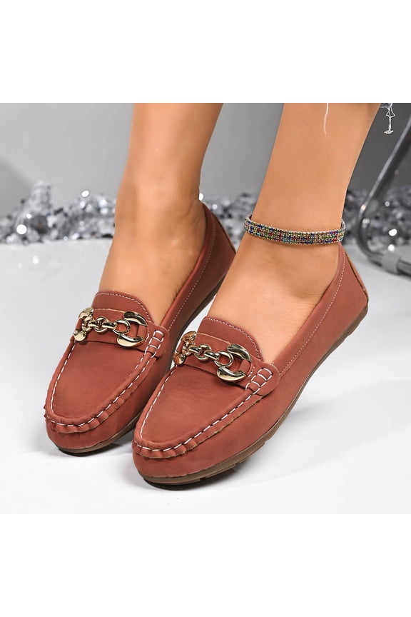 Loafers for Women Comfort Leather Loafers Cute Slip On Business Casual Dress Shoes Lightweight Work Flats Driving Mocs Walking Shoes for Women Red 6(37)