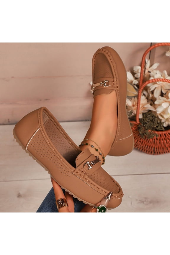 Loafers for Women Business Casual Shoes Comfortable Lightweight Penny Loafers Slip On Work Flats Brown 7(39)