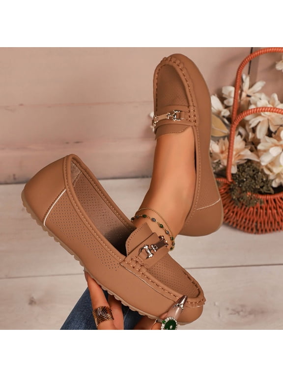 Loafers for Women Business Casual Shoes Comfortable Lightweight Penny Loafers Slip On Work Flats Brown 8.5(41)