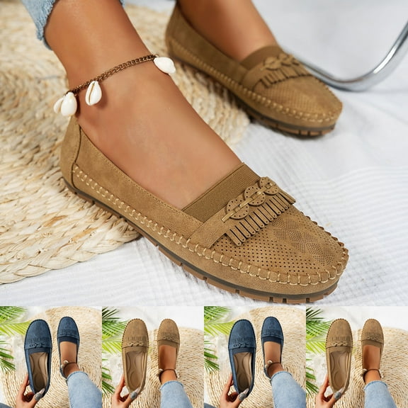 Miluxas Loafers for Women Business Casual Shoes Comfortable & Lightweight Penny Loafers Slip On Work Flats Navy 9.5(43)