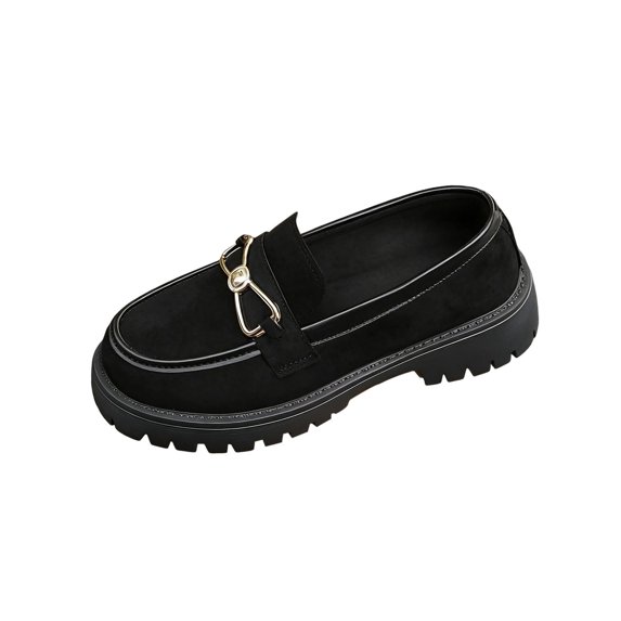 Miluxas Loafers for Women Classic Suede Loafers Casual Round Toe Shallow Mouth Slip on Shoes Comfort Walking Soft Sole Shoes Black 6.5(38)