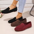 thumbnail image 1 of Miluxas Loafers for Women Comfort Suede Shoes Solid Casual Slip on Womens Retro Shallow Mouth Flats Shoes Wine 9(42), 1 of 9