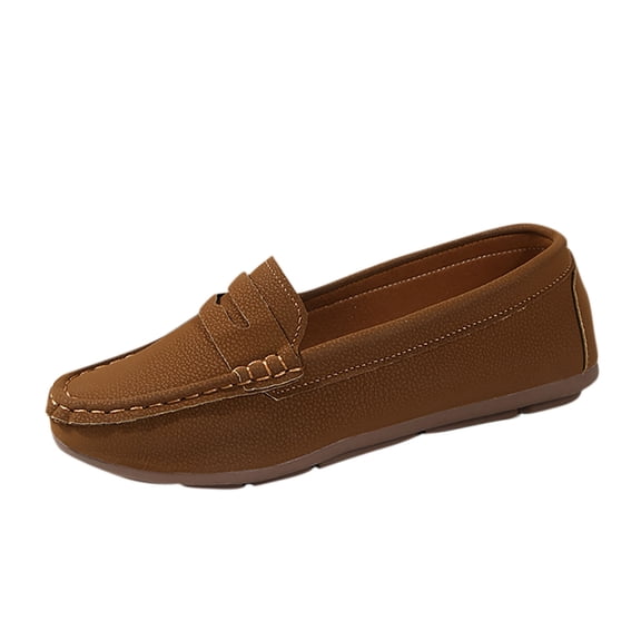 Miluxas Loafers for Women Comfortable Dressy Casual Work Flats Lightweight Slip on Walking Shoes Brown 6(37)
