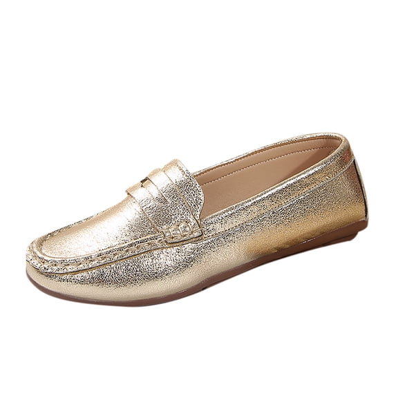 Miluxas Loafers for Women Comfortable Dressy Casual Work Flats Lightweight Slip on Walking Shoes Gold 6(37)