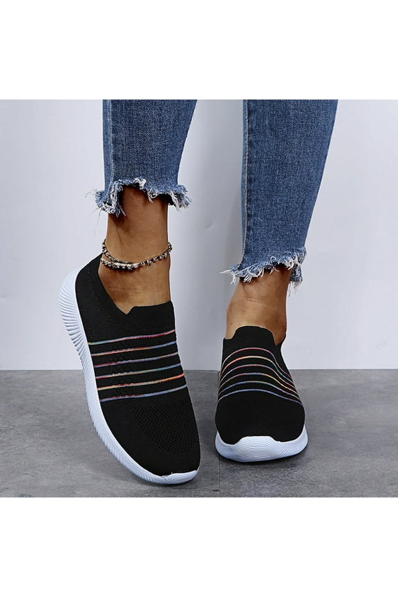 Loafers for Women Memory Foam Slip On Sneakers Comfort Fall Shoes Black 9(41)