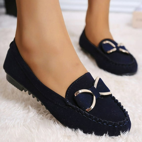 Miluxas Loafers for Women Slip On Flats Shoes Non Slip Work Shoes Comfort Soft Business Casual Walking Womens Loafers Dark Blue 8.5(41)