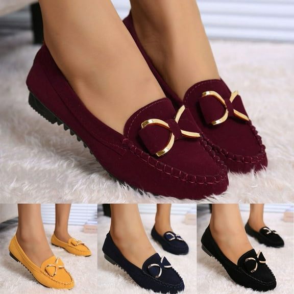 Miluxas Loafers for Women Slip On Flats Shoes Non Slip Work Shoes Comfort Soft Business Casual Walking Womens Loafers Yellow 8.5(41)