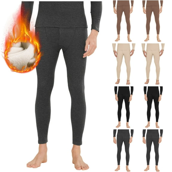 Miluxas Long Johns for Men thermal Pants with Fly Long thermal Underwear Winter Cold Weather Fleece thermal Bottoms Gray