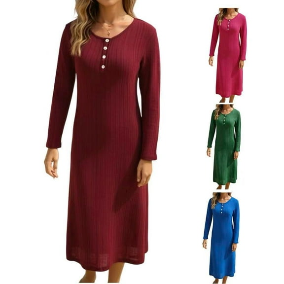 Miluxas Long Sleeve Dress for Women Casual V Neck Pleated Button Down Long Sleeves Knee Length Midi Dresses Yellow XL(XL)