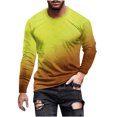 thumbnail image 1 of Miluxas Long Sleeve Tee Shirts for Men Graphic Marble Print Casual Pullover Big and Tall Crewneck Sweatshirts Sports Tees Yellow, 1 of 4