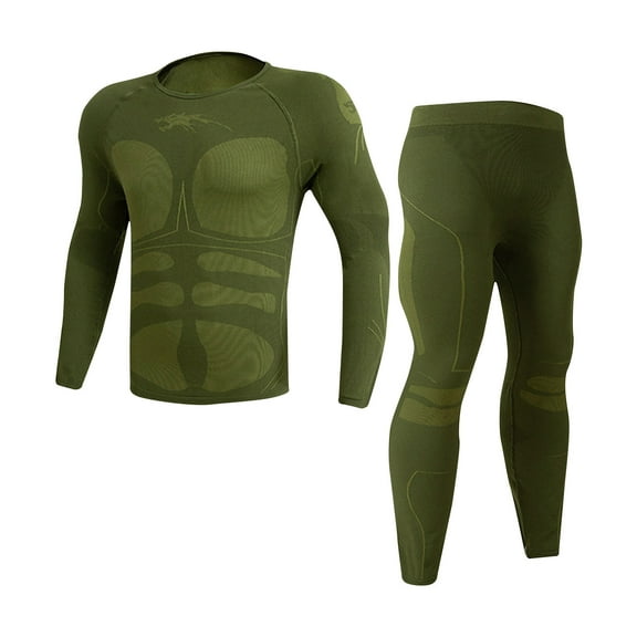 Miluxas Long Underwear Mens thermals Base Layer Men Cold Weather Gear Long Johns for Winter Cycling Running Green 4(S)