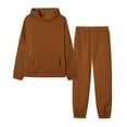 thumbnail image 1 of Miluxas Lounge Sets for Women Solid Color Long Sleeved Hoodie Casual Sweatpants 2 Piece Fall Outfits Brown 8(L), 1 of 8