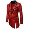 thumbnail image 1 of Miluxas MAGE MALE Mens Sequin Tuxedo Jacket Tails Slim Fit Tailcoat Dress Coat Swallowtail Dinner Party Wedding Blazer Suit Jacket Red, 1 of 3
