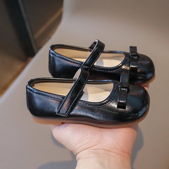 Miluxas Mary Jane Shoes Girls Uniform Dress Flats for Toddler Big Girls Black 13(31)