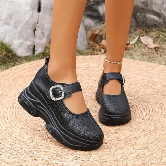 Miluxas Mary Janes for Women Chunky Platform Heels Comfortable Dress Pumps Casual office Work Shoes Black 5.5(36)