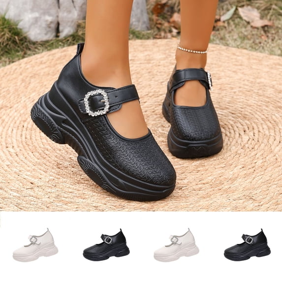 Miluxas Mary Janes for Women Chunky Platform Heels Comfortable Dress Pumps Casual office Work Shoes White 9(42)