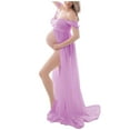 thumbnail image 1 of Miluxas Maternity Dress for Photoshoot off Shoulder Gown Split Front Maxi Pregnancy Dresses for Photography Purple 6(M), 1 of 7