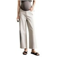 thumbnail image 1 of Miluxas Maternity Jeans for Women Pregnancy Bootcut Jeans Mid-Rise Flare Denim Maternity Pants Gray L(L), 1 of 3