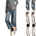 thumbnail image 1 of Miluxas Maternity Jeans for Women Pregnancy Bootcut Jeans Mid-Rise Flare Denim Maternity Pants White XL(XL), 1 of 3