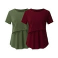 thumbnail image 1 of Miluxas Maternity Tops Short Sleeve Scoop Neck Breastfeeding Shirt Pregnancy Clothes Sales Army Green 4(S), 1 of 9