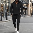 thumbnail image 1 of Miluxas Men 2 Piece Outfit Casual Sports Sweatsuits Zip Hoodie Men's Jogging Tracksuit Set Black L(L), 1 of 8