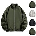 thumbnail image 1 of Miluxas Men Bomber Jacket Lightweight Casual Windbreaker Zip Up Coat Fashion Stylish Fall Jackets with Pocket White, 1 of 3