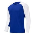thumbnail image 1 of Miluxas Men Casual Fashion Running Fitness High Elastic Long Sleeve Round Neck Exercise Top Workout Gym Golf Pullover Shirts Blue, 1 of 1