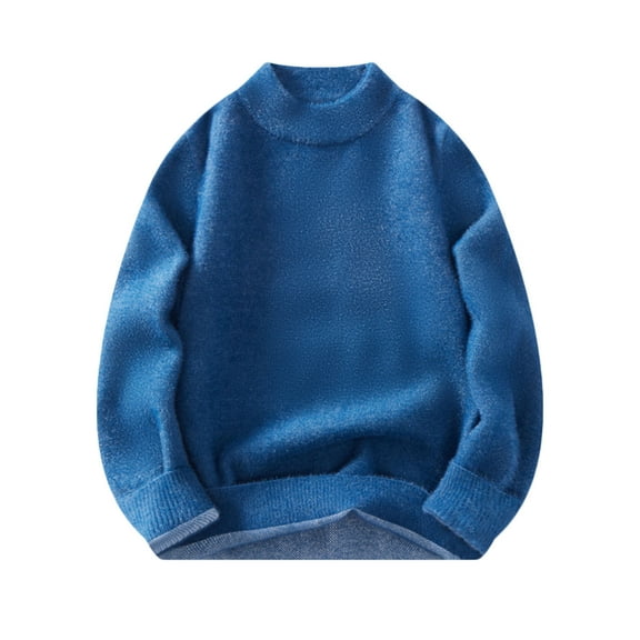 Miluxas Men Casual Patchwork Pullover Long Sleeve V Neck Blouse Shirt Navy