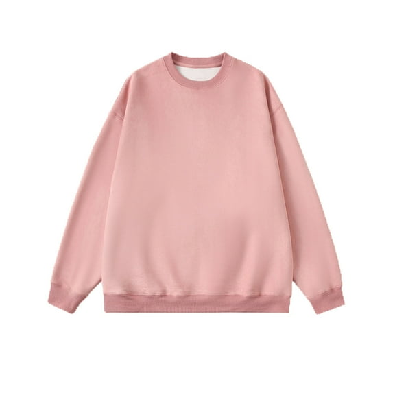 Miluxas Men Casual Round Neck Long Sleeve Pullover Color Sweatshirts Blouse Pink