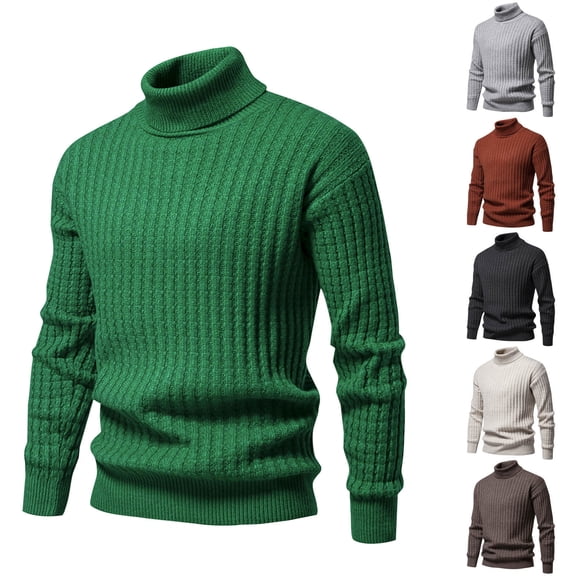 Miluxas Men Casual Round Neck Patchwork Long Sleeve Striped Knit Sweater Red