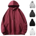 thumbnail image 1 of Miluxas Men Cotton Fleece Hooded Sweatshirt Casual Long Sleeve Hoodies Pullover Fashion Drawstring Hoodie with Kanga Pocket White, 1 of 7