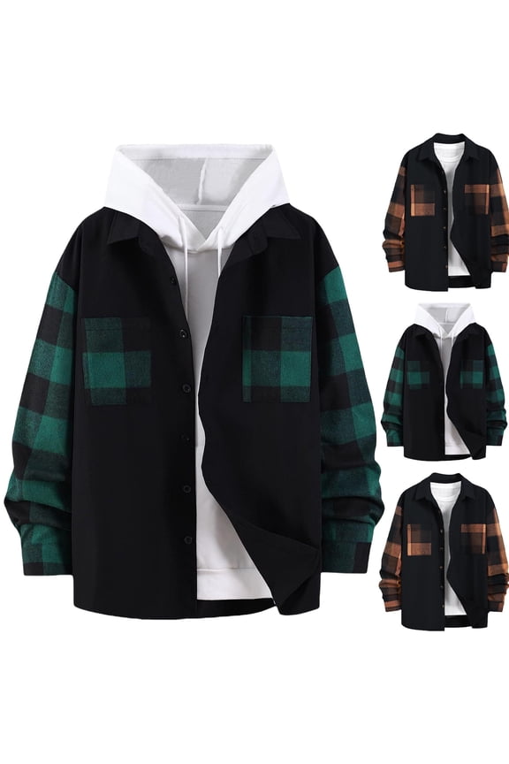 Men Flannel Shirt Casual Button Down Shirt Jacket Long Sleeve Plaid Shirts with Pockets Red