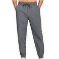 thumbnail image 1 of Miluxas Men Joggers Pants Cotton Casual Cargo Drawstring Pants Outdoor Hiking Track Jogging Sweatpant Gray, 1 of 5