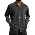 thumbnail image 1 of Miluxas Men Long Sleeve Button Down Shirts Muscle Fit Dress Shirts Slim Fit Knit Shirts Camp Collar Shirts Black, 1 of 3